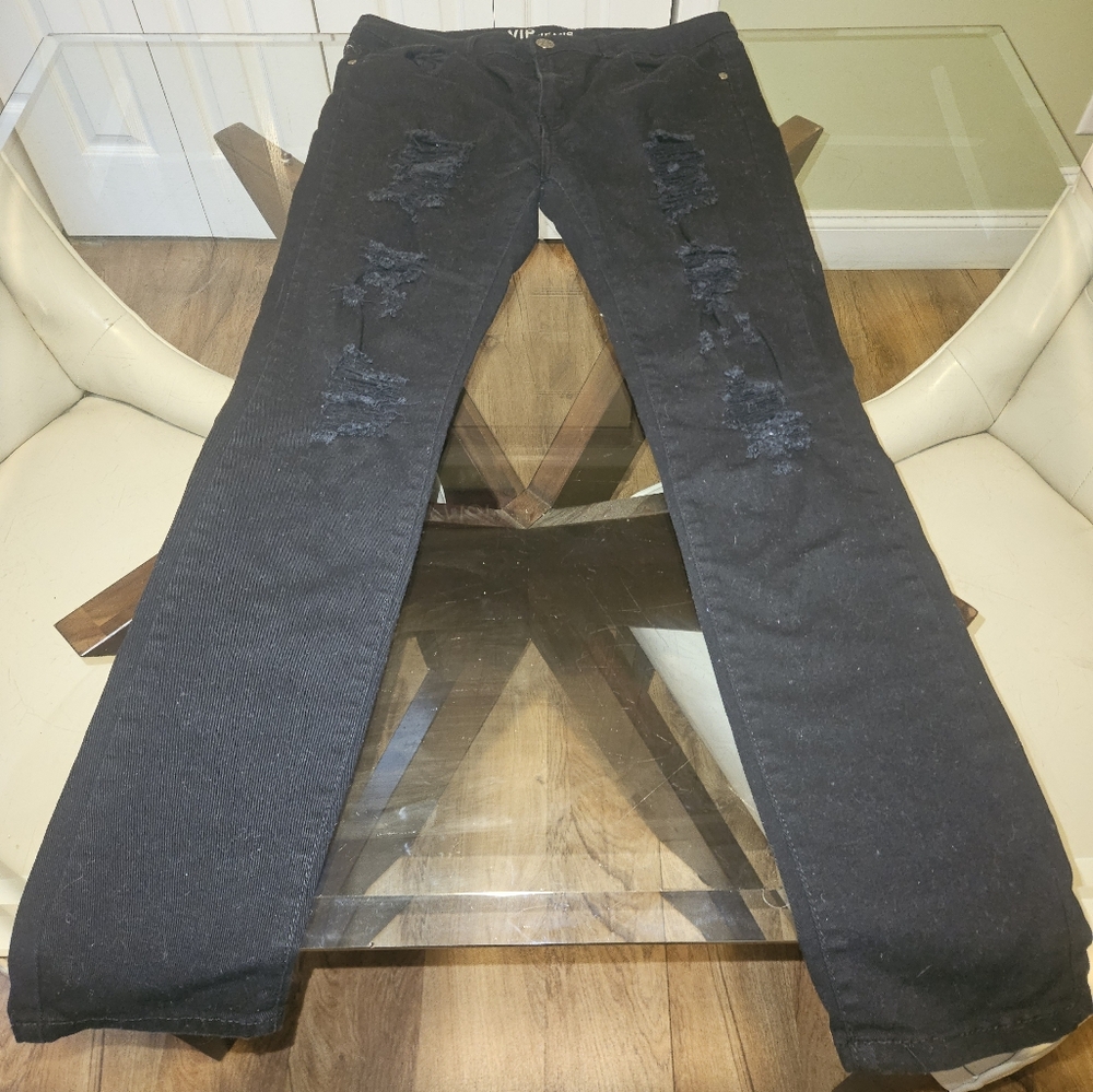 Black VIP ripped stretchy jeans, sz 13/14 junior's